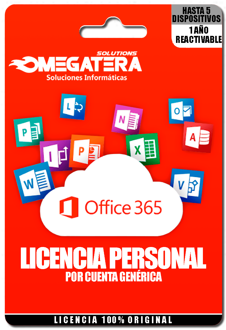 OFFICE 365 LICENCIA PERSONAL POR CUENTA GENÉRICA - 1 AÑO - REACTIVABLE OFFICE 365 LICENCIA PERSONAL POR CUENTA GENÉRICA - 1 AÑO - REACTIVABLE